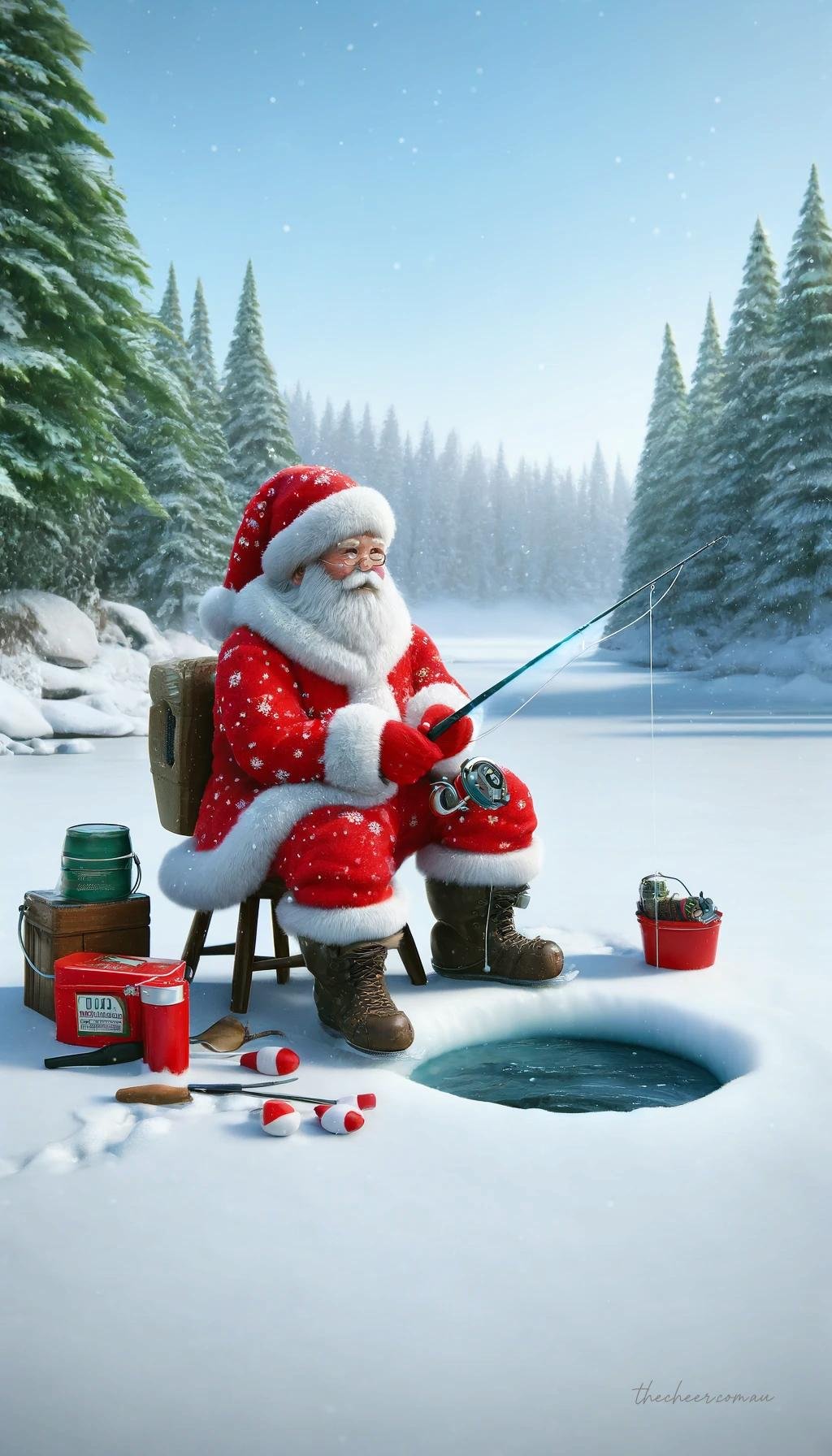 Fisherman's Merry Christmas #4 Greeting E-Card